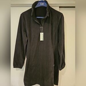 NWT- Willit Black Womens Long Fleece Dress/Tunic, Never Worn L